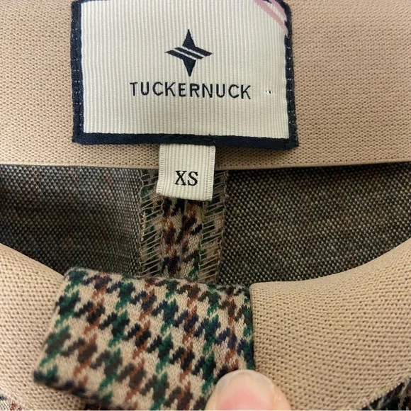 Tuckernuck Pants Womens XS Ashford Houndstooth Ponte Kick Flare Brown Mid Rise - Picture 3 of 4